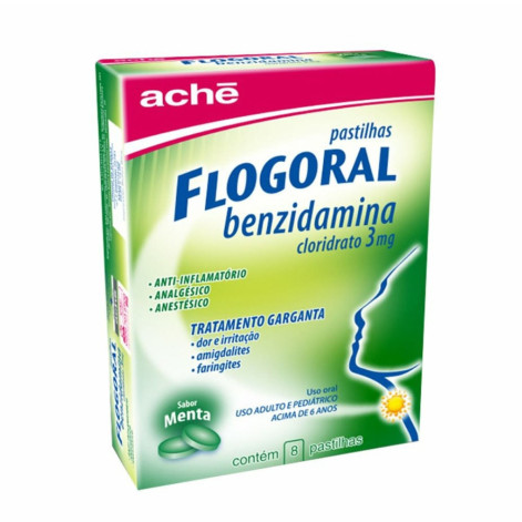Pastilha Flogoral Sabor Menta 8 unidades