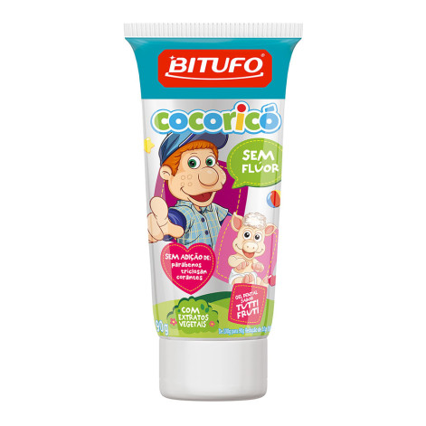 Gel Dental Bitufo Cocoricó Sem Flúor Tutti Frutti com 90g