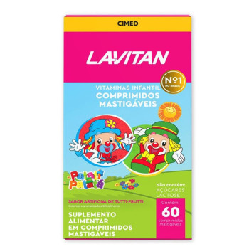 Vitamina Infantil Lavitan Patati Patatá Sabor Tutti-Frutti 60 Comprimidos Mastigáveis