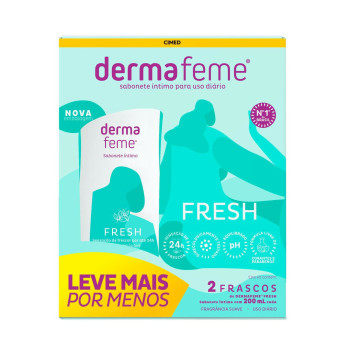 Kit Sabonete Íntimo Líquido Dermafeme Fresh com 2 unidades de 200ml cada