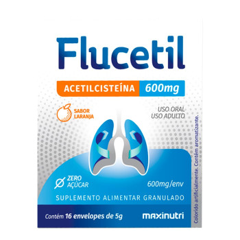 Flucetil Acetilcisteína Sachê Granulado 16x5g Sabor Laranja Maxinutri