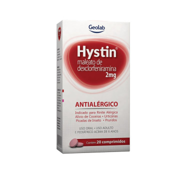 Hystin Maleato de Dexclorfeniramina 2mg 20 comprimidos