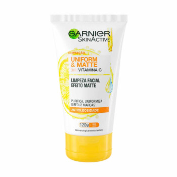 Sabonete Líquido Limpeza Facial Garnier Uniform & Matte Vitamina C Antioleosidade 120g
