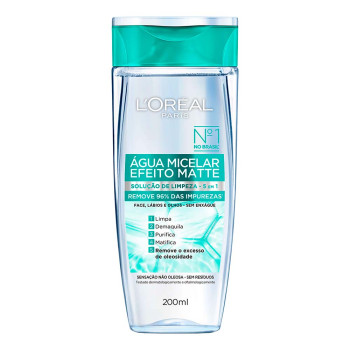 Água Micelar Efeito Matte L'Oréal Paris Solução de Limpeza Facial 200ml