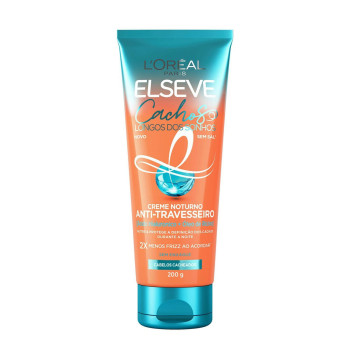 Creme Noturno Anti-Travesseiro Cabelo Cacheado L'Oréal Paris Elseve Cachos Longos dos Sonhos 200ml