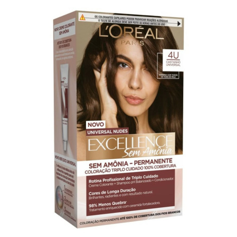 Tinta de Cabelo Permanente Imédia Excellence L'Oréal Paris Sem Amônia - 4U Castanho Universal